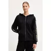 Bombažen pulover Dkny ženski, črna barva, s kapuco, DP5J9645