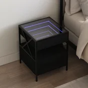 vidaXL Nočna mizica z neskončnimi LED črna 40x40x51 cm