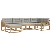 Set vanjskih sofa 5 pcs Bijela i svjetlosiva Poliester