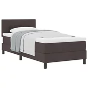 Vidaxl Postelja boxspring z vzmetnico Temno rjava 90 x 190 cm blago
