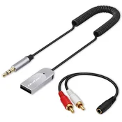 Qoltec brezžični adapter avdio HiFi sprejemnik za dom in avto | Bluetooth 6.0 | 2 x RCA | 1 x AUX MiniJack 3,5 mm | USB | Mikrofon