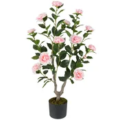 COSTWAY Umetno drevesce s cvetovi – Umetna kamelija, 90 cm, (5000357776)