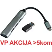 UHB-U3P4-05 Gembird 4-port HUB, Type-C+USB 3.0 Aluminum