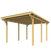 Raven nadstrešek Carport za en avtomobil Les 300 cm x 500 cm