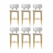 Casa Padrino luxury bar chair set of 6 white/gold H. 107 cm - Bar furniture