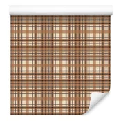 Rjava karo oranžna in bež tapeta za dnevno sobo in spalnico 50x1000 cm