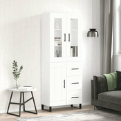Vidaxl Visoka omara bela 69,5x34x180 cm inženirski les