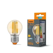 Jantarna kroglična žarnica G45 6W E27 topla 680lm 2200K Videx