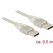 DELOCK Delock USB kabel USB 2.0 USB-A vtič\, USB-A vtič 0.50 m transparentna s feritnim jedrom 83886, (20415773)