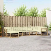 Set vanjskih sofa 7 kom. Bijela i krem Čvrsto drvo akacije