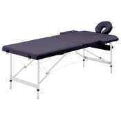 vidaXL Sklopivi stol za masažu s 2 zone aluminijski ljubicasti
