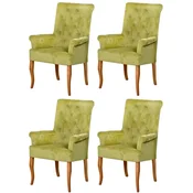 Casa Padrino Chesterfield Neo Baroque dining room chair set of 4 green/natural - Kitchen chairs with armrests - Dining room furniture - Chesterfield furniture - Neo baroque furniture