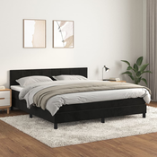 Greatstore Box spring postelja z vzmetnico črna 160x200 cm žamet