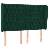 Vidaxl Vzglavje z ušesi temno zeleno 163x23x118/128 cm žamet