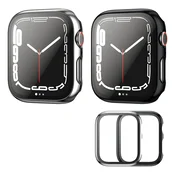 Haojavo 2 kosa zaščitnih ovitkov za Apple Watch Series 7 45mm - 2 v 1 PC Ohišje + Kaljeno Steklo