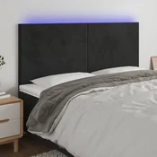 Vidaxl vidaXL Vzglavje postelje z LED diodo črno 160x5x118/128 cm žamet