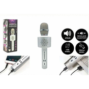 Teddies Mikrofon za karaoke Bluetooth s srebrno baterijo in kablom USB