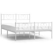 Vidaxl Kovinski posteljni okvir z vzglavjem in vznožjem bel 150x200 cm