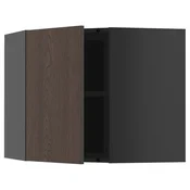 METOD Ugaoni zidni element s policama, Crnosiva/Sinarp smeda, 68x60 cm