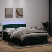vidaXL vidaXL Box spring postelja z vzmetnico temno zelena 160x220 cm žamet, (21792989)