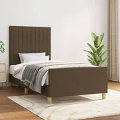 shumee vidaXL Posteljni okvir brez vzmetnice, temno rjav, 80x200 cm, blago