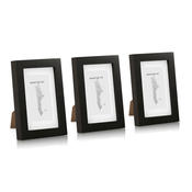 Casa Chic Brighton, okvirji za slike, komplet 3 okvirjev, steklo, 10 x 15 cm z nosilcem, pravi les  (CL-4X6-3-BLK)