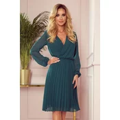 Pleated dress with a neckline and long sleeves Numoco