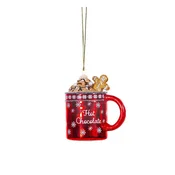 Steklen ročno izdelan okrasek za jelko 6 cm Hot Chocolate – Sass & Belle