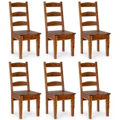 Casa Padrino country style dining chair set of 6 brown/natural 45 x 45 x H. 105 cm - Rustic dining room chairs in country style - Rustic dining room furniture - Country style dining room furniture