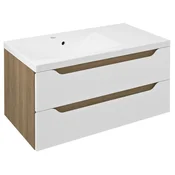 SAPHO Elegantna kopalniška omarica WAVE, bela/dub cuneo, 89,7x45x47,8cm, leva