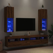 vidaXL TV omarica z LED lučkami 2 kosa artisian hrast 30,5x30x102 cm