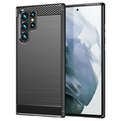 TPU gel ovitek Brushed Carbon za Samsung Galaxy S22 Ultra - črn