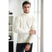 53285 Dewberry Slim-Fit Fisherman Corded Thick Mens Sweater-CREAM