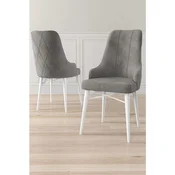 Hanah Home set trpezarijskih stolica Neta 8 kom, siva tkanina Babyface, bele drvene noge