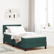 Vidaxl Box Spring postelja z vzmetnico temno zelena 90x200 cm žamet