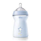 Chicco Naturalfeeling Plastična steklenička 330ml, silikonska duda, hiter pretok 6+, modra