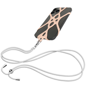 AVIZAR Vrvica za pametni telefon, nastavljiva bela najlonska vrvica z univerzalnim silikonskim roza kavljem, (20633137)