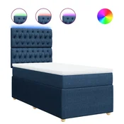 Vidaxl Box spring postelja z vzmetnico modra 90x190 cm blago