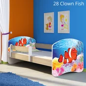 Djecji krevet ACMA s motivom, bocna sonoma 140x70 cm 28 Clown Fish