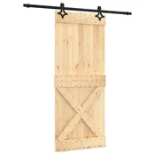 Vidaxl Drsna vrata Naravna in črna 85 x 210 cm Masiven borov les