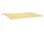 Vidaxl Ročno zložljiva tenda LED 600x300 cm rumena in bela