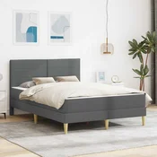 vidaXL Konstrukcija postelje Temno siva 140 x 190 cm Poliester