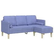 Vidaxl Kavčna garnitura z blazino Jeans modra Poliester