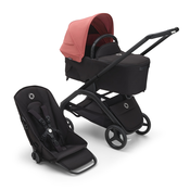 Bugaboo Dragonfly s košaro - BLACK/MIDNIGHT BLACK - SUNRISE RED