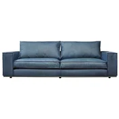 Casa Padrino luxury leather sofa blue 240 x 106 x H. 83 cm - Genuine leather living room sofa - Living room furniture - Leather furniture - Luxury furniture