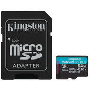 Kingston SDCG3/64GB Canvas Go Plus Micro SD XC kartica sa adapterom, 64 GB