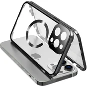 Overboard Magnetni ovitek MagSafe z dvojnim steklom za iPhone 15 Pro, črne barve