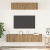 Set TV komoda Zidne 4 pcs Umjetnicki hrast Konstruirano drvo