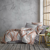 Mille Notti Orange Waves Pamucna posteljina za bracni ležaj, 200x200 cm, Sivo-narandžasta