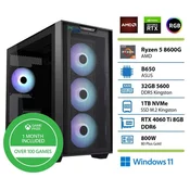 PCplus Gamer namizni računalnik, R5 8600G, 32GB, SSD1TB, RTX4060Ti, W11H + Xbox GP (147014)